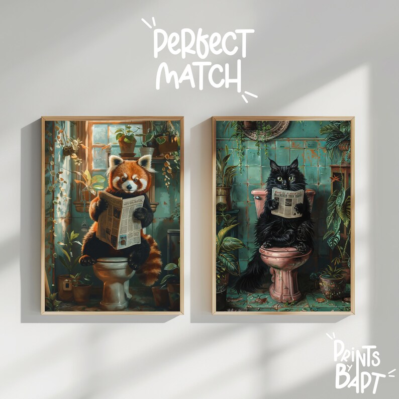 Red Panda Bathroom Poster, Funny Bathroom Decor, Animal in Toilet Wall ...