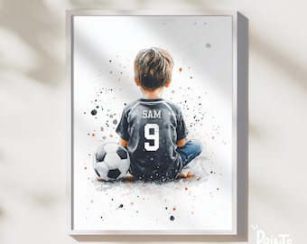 Personalized Football Print, Custom Soccer Wall Art for Boys Bedroom, Kid's Sports Room Decor, Football Shirt Name, Digital Download