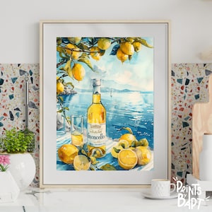 Limoncello Spritz Art Print, Home Bar Decor, Italian Cocktail Poster, Kitchen Wall Art, Mixology Gift, Trendy Bar Art, Digital Download