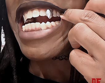 Colmillos de vampiro plateados - Parrillas dentales personalizadas para disfraces de Halloween y furry