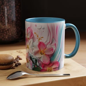 Watercolor flower Mug, Gift for her, for mother day Mug for Mom, Gift for Grandma, Cute, flowers heart, Birthday idea for her, Teacher gift