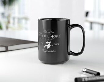 Black Halloween Witch Mug, Witches Brew Coffee House Mug, Coffee Lovers Halloween Decor, Spooky Fall Coffee Mug Gift, Halloween Lover Gift