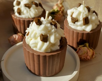 Dessert Candles Soy Wax Cupcake &#39;&#39;Chocolate&#39;&#39; in Gypsum Birthday Gift