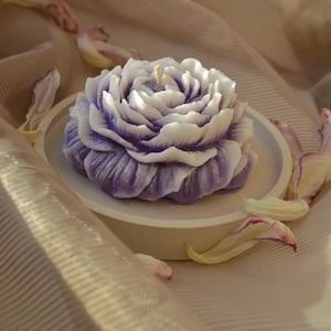 Velas de oliva con peonía para bodas y cumpleaños, color morado