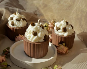 Dessert Candles Soy Wax Cupcake &#39;&#39;Chocolate&#39;&#39; in Gypsum Birthday Gift