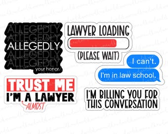 Funny Legal Stickers – Lawyer Jokes, Law School Humor, Paralegal Stickers, Courtroom Joke Sticker Pack