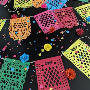 Grande, Papel picado, decoración mexicana, fiesta, pancarta de papel picado, guirnalda de bandera de papel, cinco de mayo