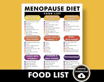 Menopause Diet Food List, Foods to Help Menopause Symptoms, Printable PDF to Help You Shop and Meal Plan