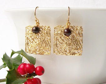 Garnet Earrings, January Birthstone Jewelry