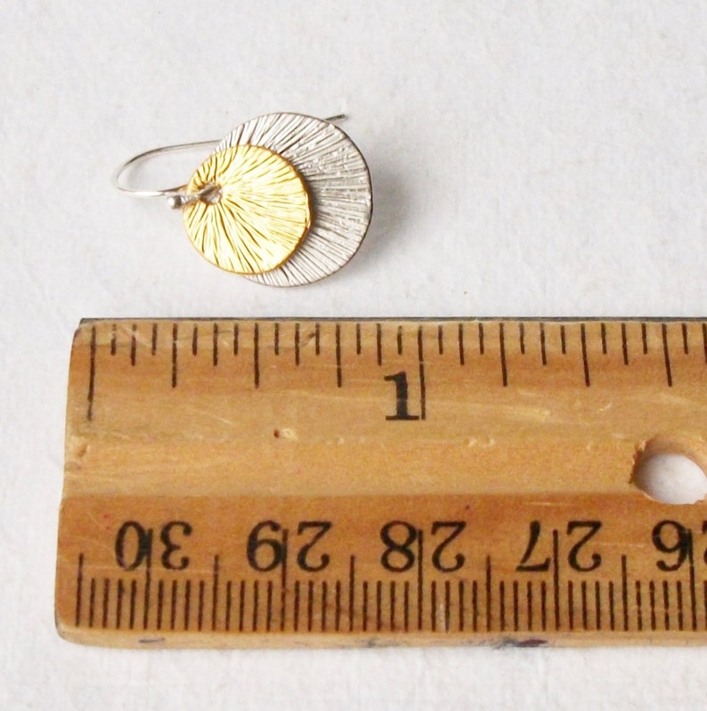 Silver Gold Disk Earrings, Disc Earrings image 4