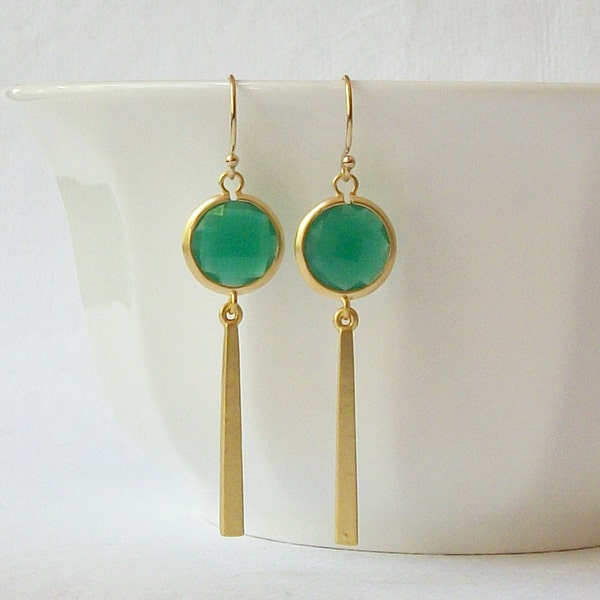 Emerald Green Drop Earrings Mother's Day Jewelry Gift