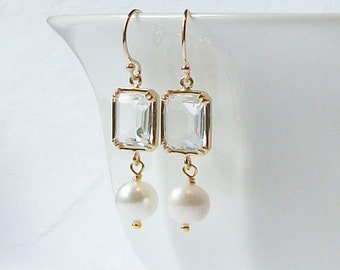 Pearl Drop Earrings, Freshwater Pearl Earrings, Wedding Earrings