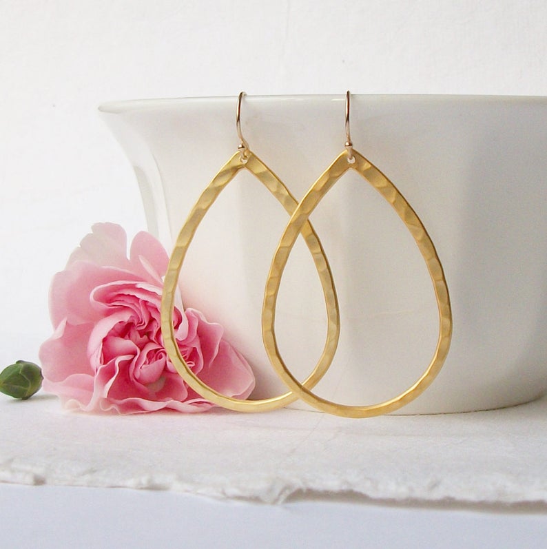 Gold Hammered Hoop Earrings Medium Gold Hoop Earrings