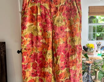CLICK Pantalones de lino vintage recortados, talla grande