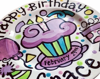 Super sports fanatic birthday cake plate two sizes to choose from handmade ceramic by Artzfolk