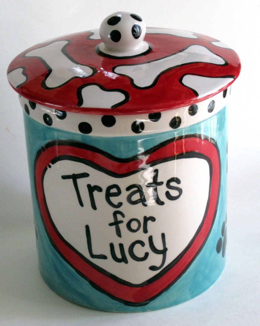 Custom Ceramic Treat Jar for dogs whimsical personalized Etsy