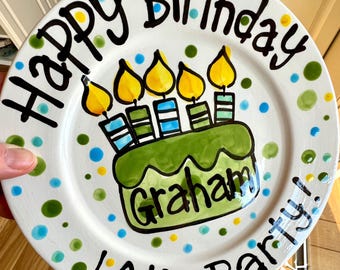Personalized Birthday Cake Plate: Handmade Ceramic Heirloom Gift