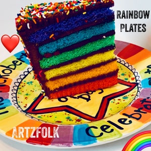 Custom handmade You are Special Today Plate Personalized ceramic rainbow dish by Artzfolk image 5