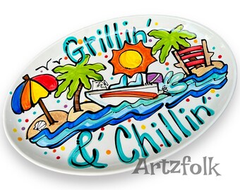 Handmade Custom Ceramic story art Platter: Personalized Gift