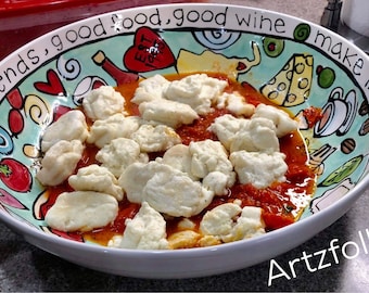 XL personalized ceramic pasta dish bowl serving custom made by Artzfolk