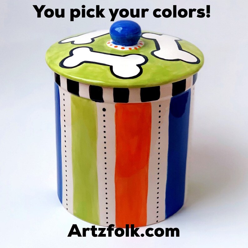 Custom Ceramic Treat Jar for dogs whimsical personalized Etsy