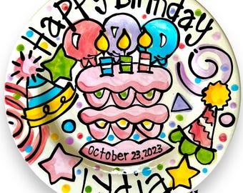 handmade party hat cupcake Birthday Cake Plate Personalized ceramic