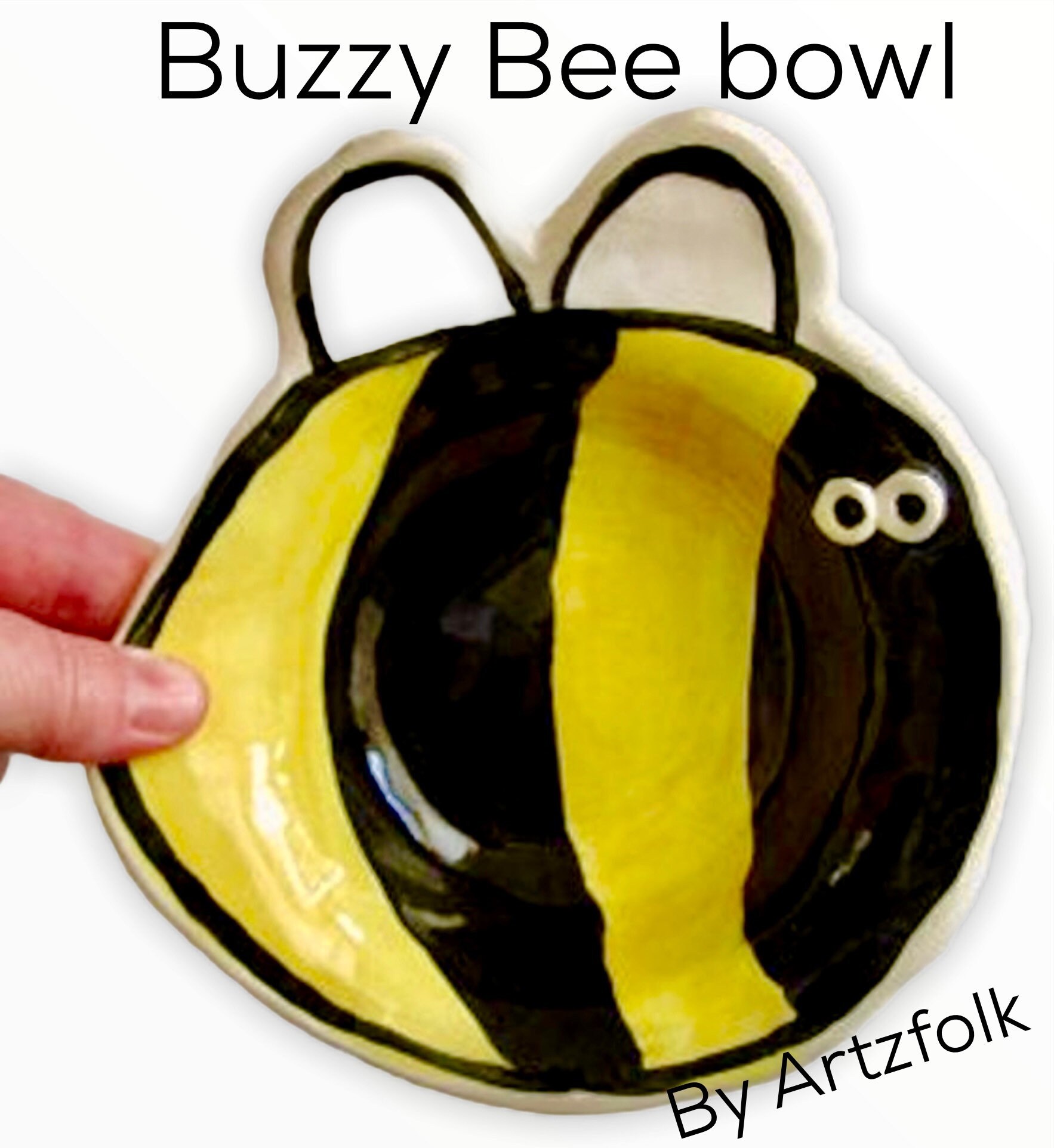 Medium Handmade Pottery Bumble Bee art Bowl by Artzfolk Etsy