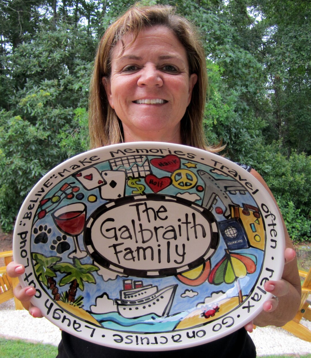 Handmade Oval Centerpiece Bowl Custom Family Art Etsy