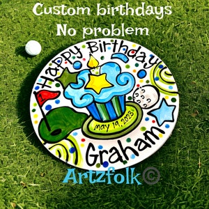 Custom golf Handmade Ceramic Birthday Cake Plate Personalized