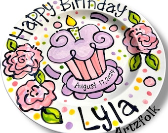 Custom design handmade rose flower cupcake birthday plate ceramic eco-friendly