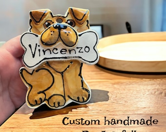 Custom dog or cat handmade pottery portrait ornament