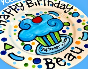 Birthday gift personalized cake plate twin gift , sibling, new baby