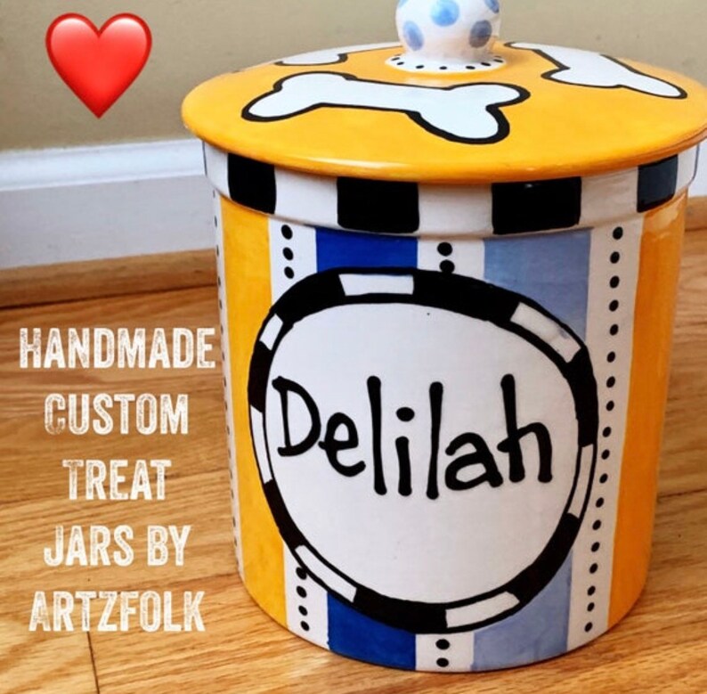 Custom Ceramic Treat Jar for dogs whimsical personalized Etsy