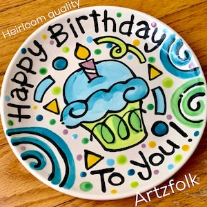 Big Custom handmade personalized birthday plate boy or girl gift