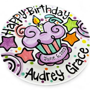 handmade celebrity star cupcake Birthday Cake Plate Personalized ceramic image 4