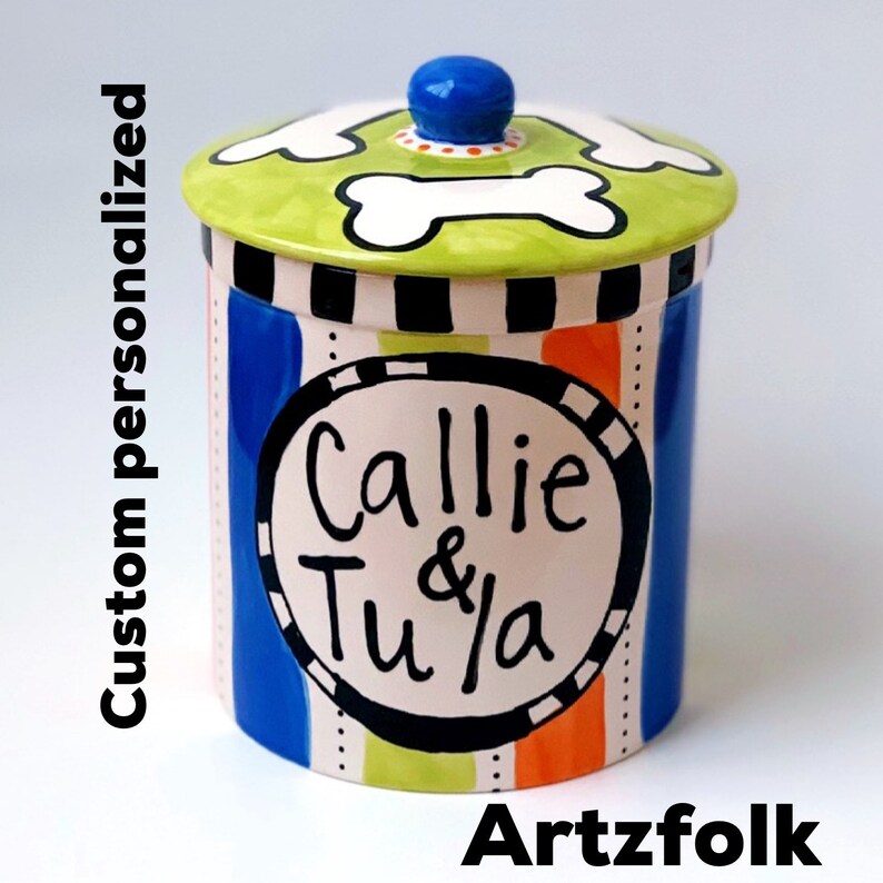 Custom Ceramic Treat Jar for dogs whimsical personalized Etsy