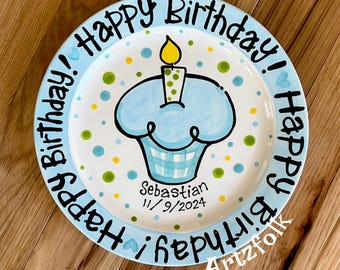 Handmade custom personalized birthday plate 2 sizes available