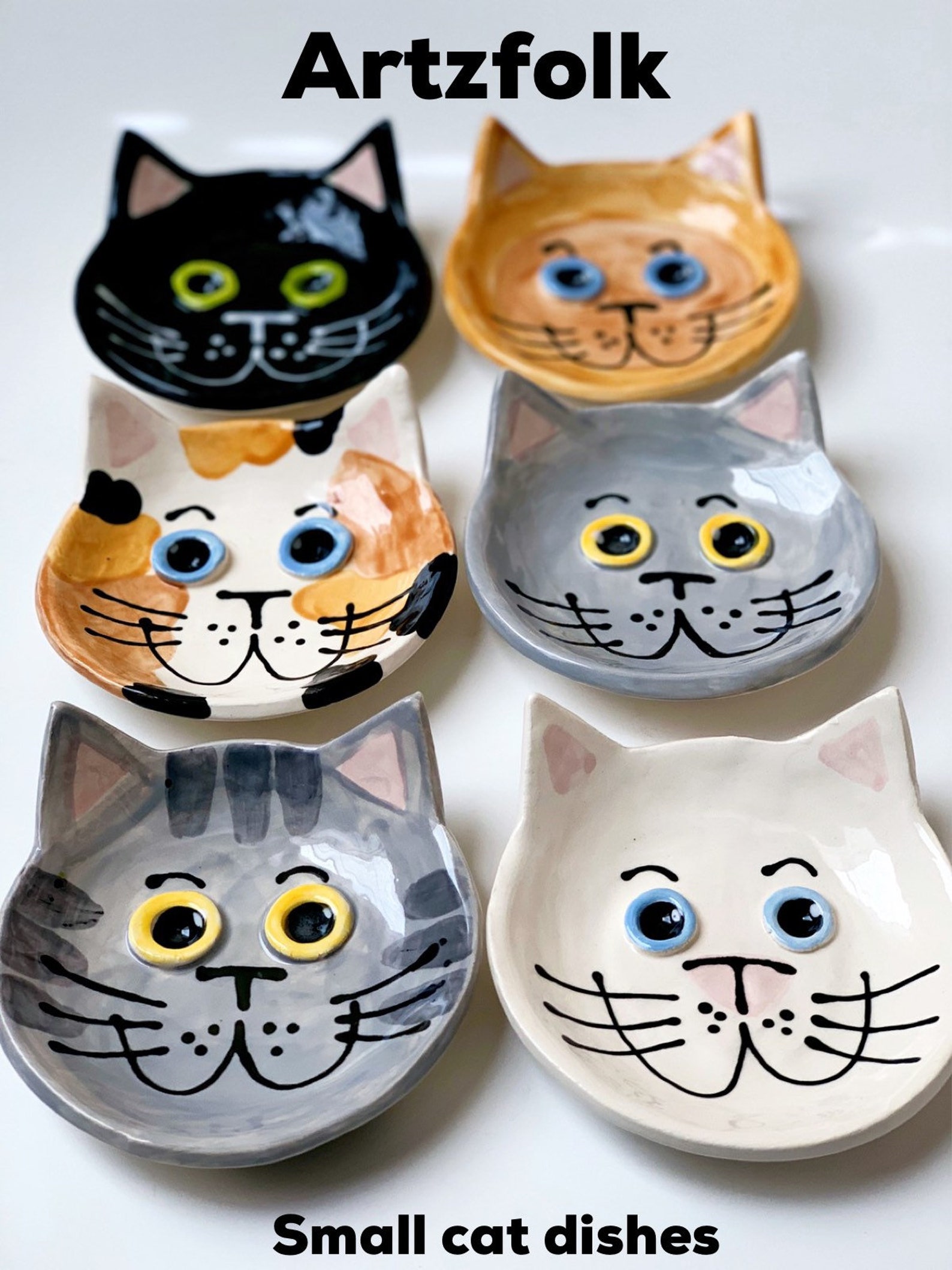 Personalized Small 4 Cat Dish Handmade Pottery by Etsy