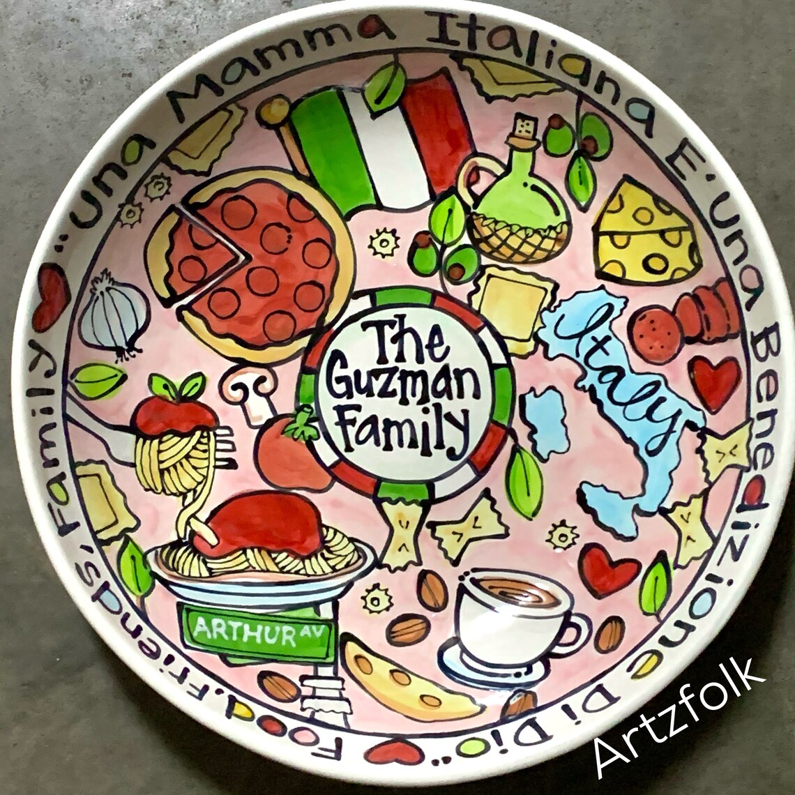 Big personalized ceramic pasta dish bowl serving custom made Etsy
