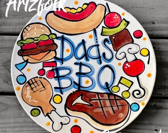 Custom handmade ceramic personalized bbq serving tray