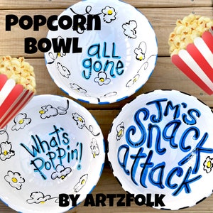 Ceramic personalized popcorn bowl by Artzfolk