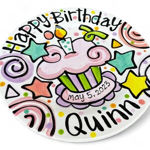 handmade celebrity star cupcake Birthday Cake Plate Personalized ceramic image 3
