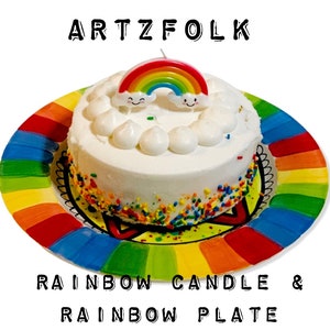 Custom handmade You are Special Today Plate Personalized ceramic rainbow dish by Artzfolk image 7