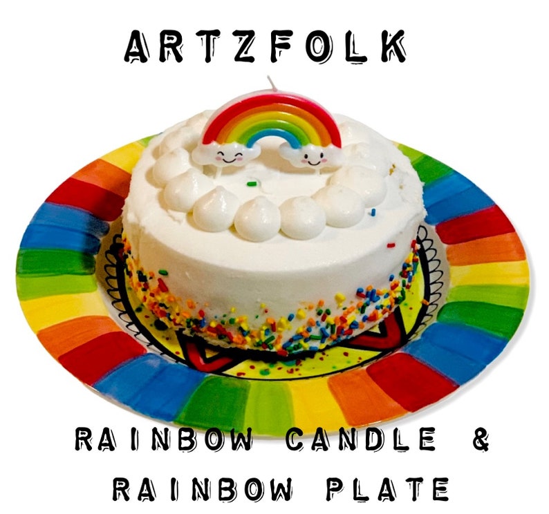 Custom handmade You are Special Today Plate Personalized ceramic rainbow dish by Artzfolk image 7