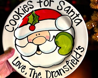 Classic Handmade Cookies For Santa ceramic christmas plate personalized by Artzfolk