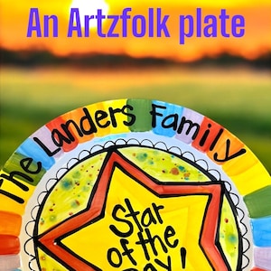 Custom size 10" birthday Special Today Plate Personalized ceramic rainbow dish by Artzfolk