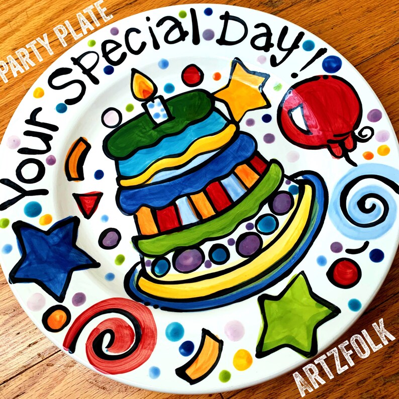 CUSTOM ceramic personalized 10 Your special day family name cake plate
