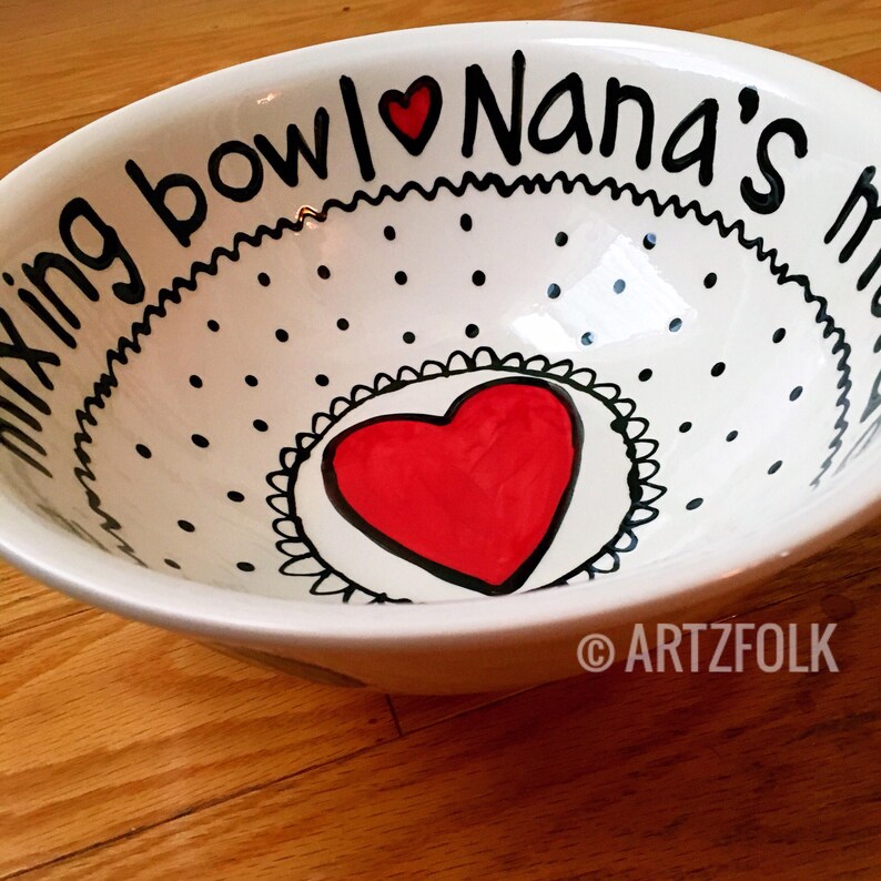 Nana/'s made with love mixing bowl personalized ceramic Artzfolk original