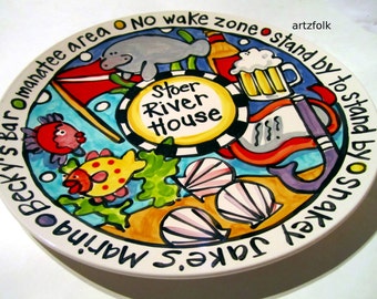 Handmade custom ceramic Family Platter Personalized story art by Artzfolk