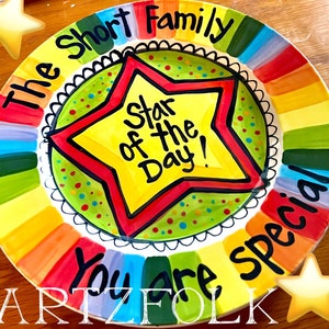 Custom handmade You are Special Today Plate Personalized ceramic rainbow dish by Artzfolk image 6